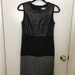 Leather & Tweed Calvin Klein Sheath Dress